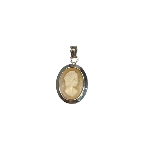 PENDENTE IN ARGENTO CON CAMMEO NATURALE ARTIGIANALE